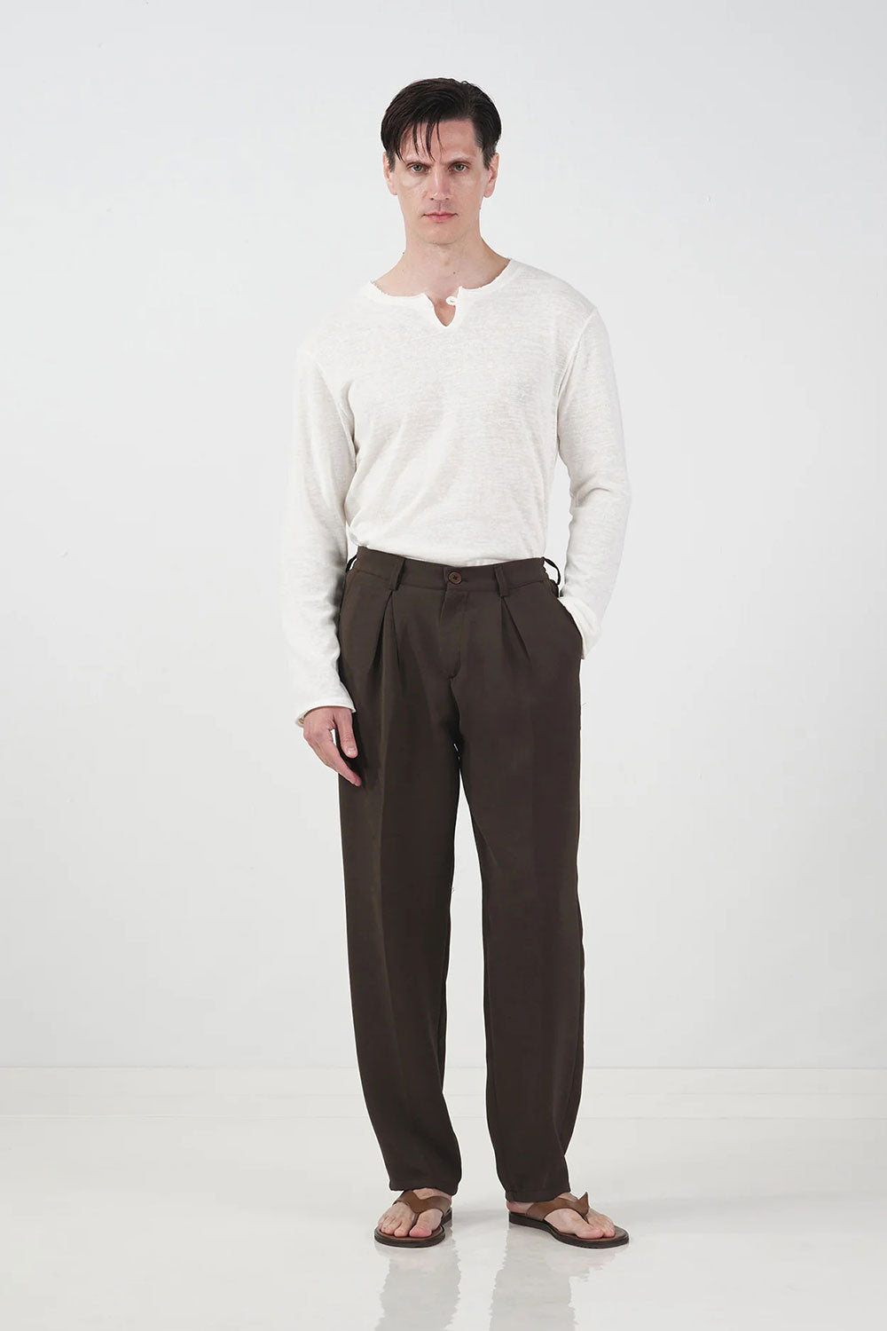 Παντελόνι Tailored Smart Pleated Studio – Καφέ
