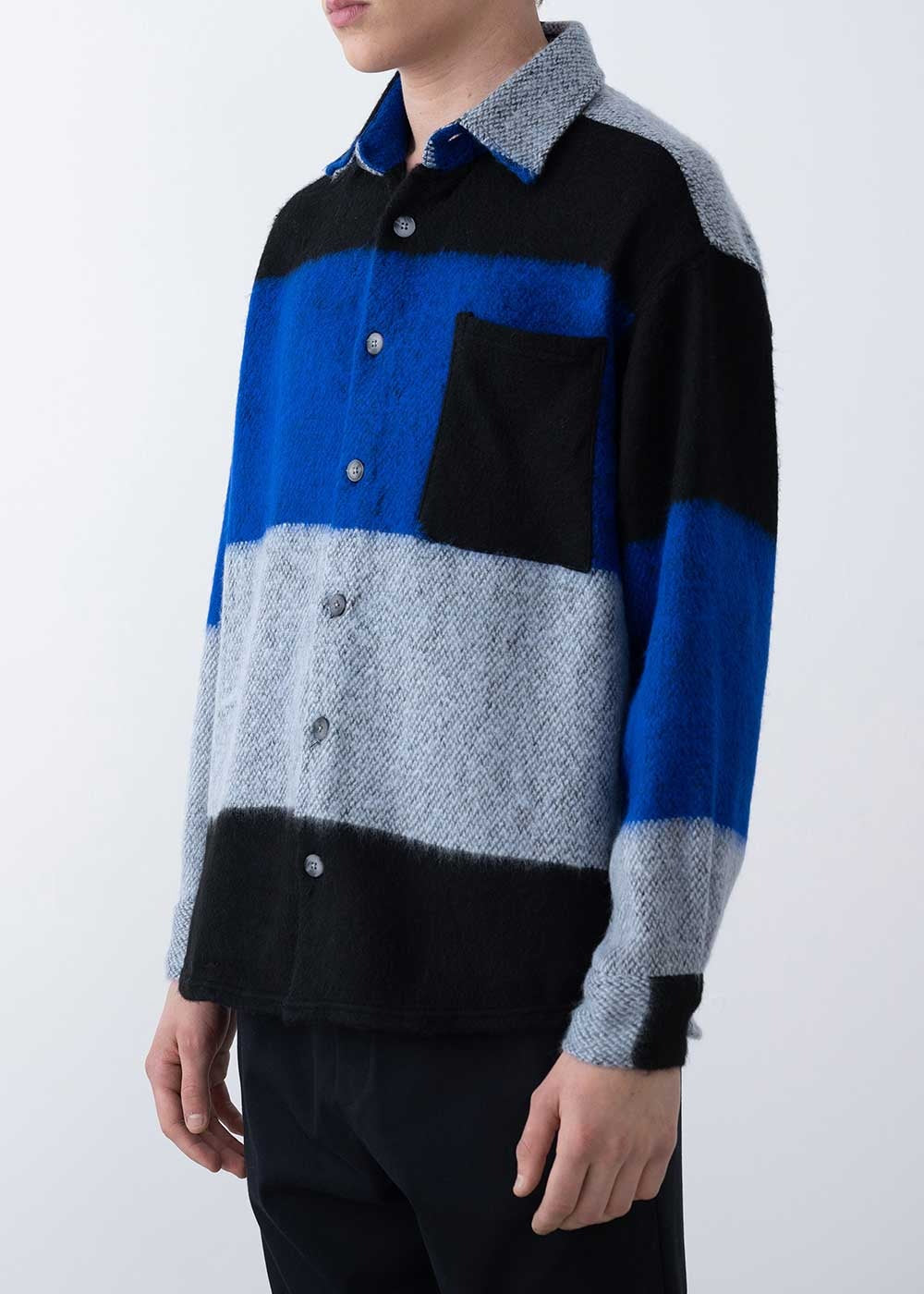 Colorblock Πουκάμισο Με Τσέπη - Μπλε – 6