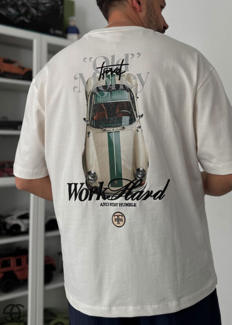 Oversized Old Money T-Shirt με Print Πλάτης – Λευκό – 10