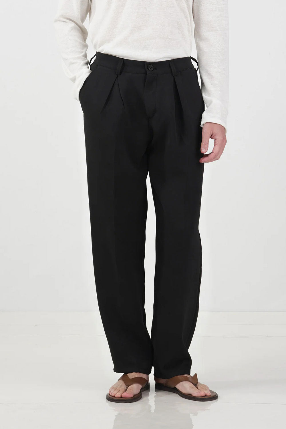 Παντελόνι Tailored Smart Pleated Studio – Μαύρο