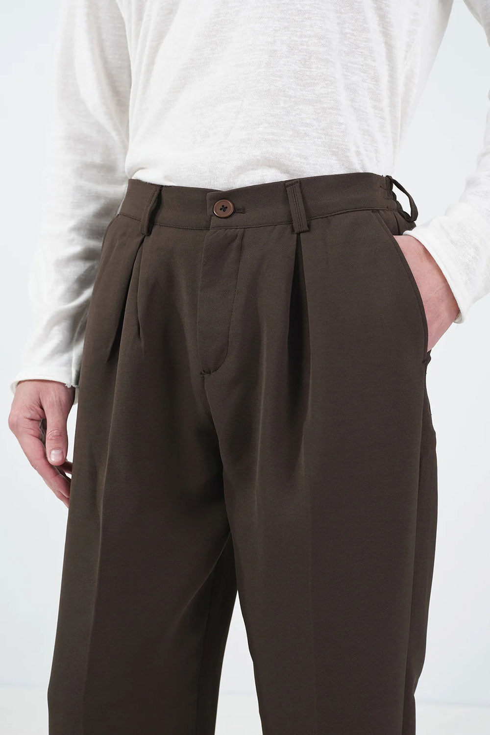 Παντελόνι Tailored Smart Pleated Studio – Καφέ