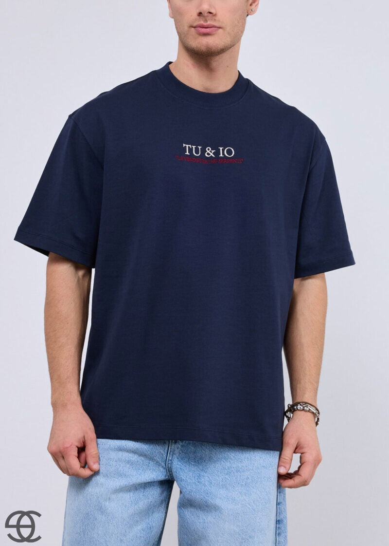 Oversized Snake Print T-Shirt – Μπλε – 7