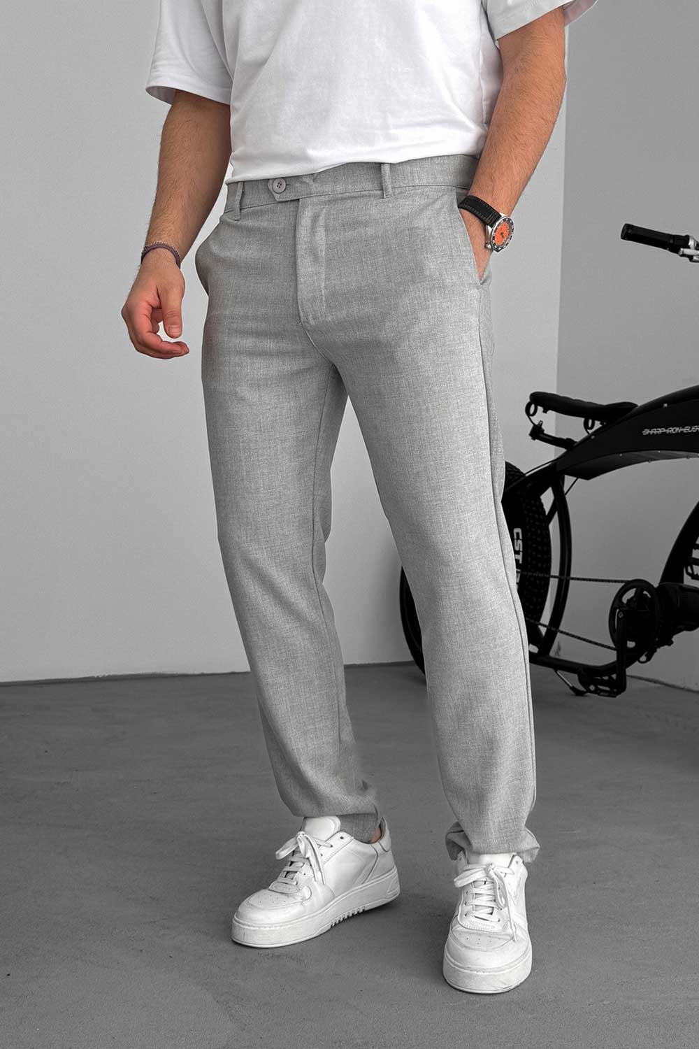 Urban Slim Fit Υφασμάτινο Παντελόνι- Γκρι