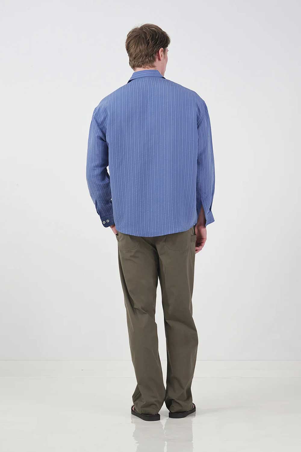 Πουκάμισο Oversized Modal Vertical Stripe Studio – Μπλε