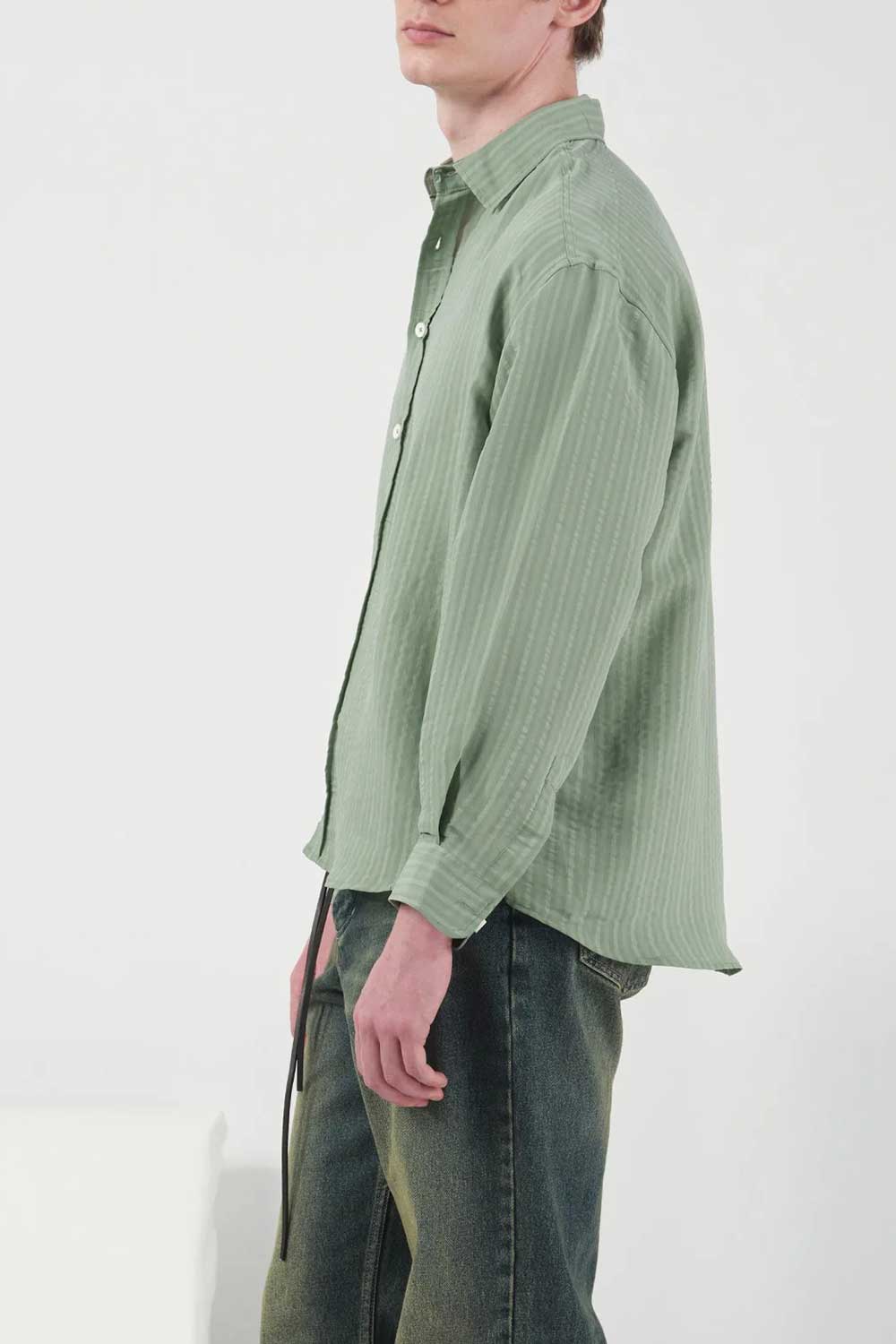 Πουκάμισο Oversized Modal Vertical Stripe Studio – Μέντα