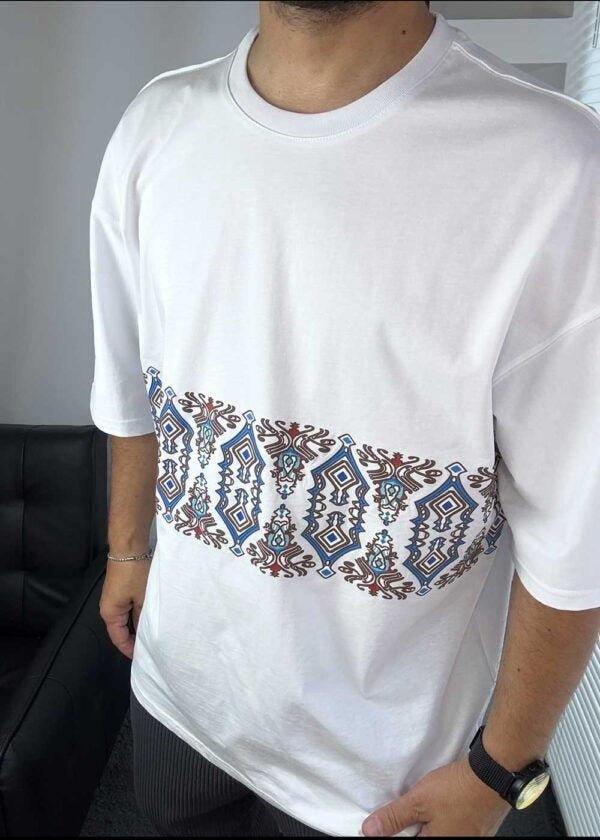 Oversized T-Shirt Με Σχέδια – Λευκό – 2