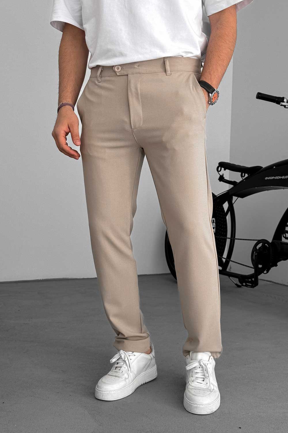 Urban Slim Fit Υφασμάτινο Παντελόνι- Μπεζ