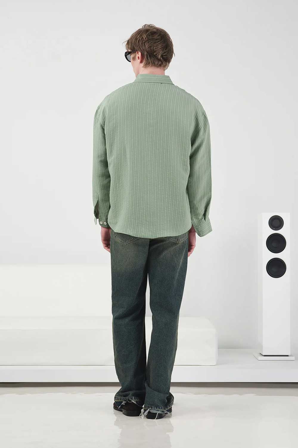 Πουκάμισο Oversized Modal Vertical Stripe Studio – Μέντα