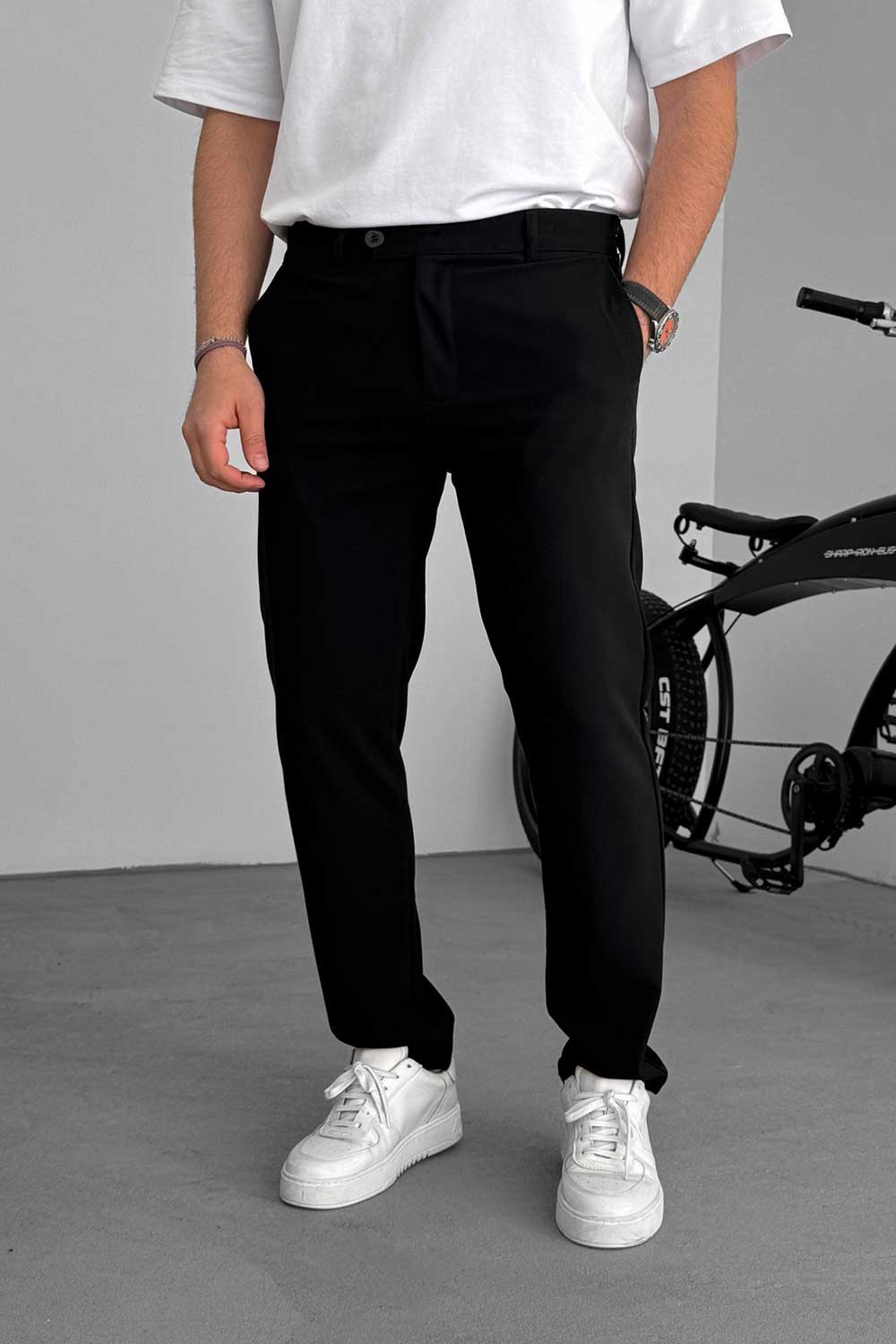 Urban Slim Fit Υφασμάτινο Παντελόνι- Μαύρο