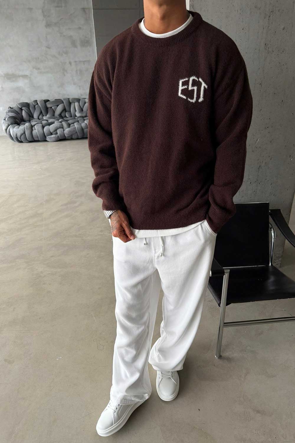 Ανδρικό Premium Πλεκτό EST  Cozy Soft - Καφέ