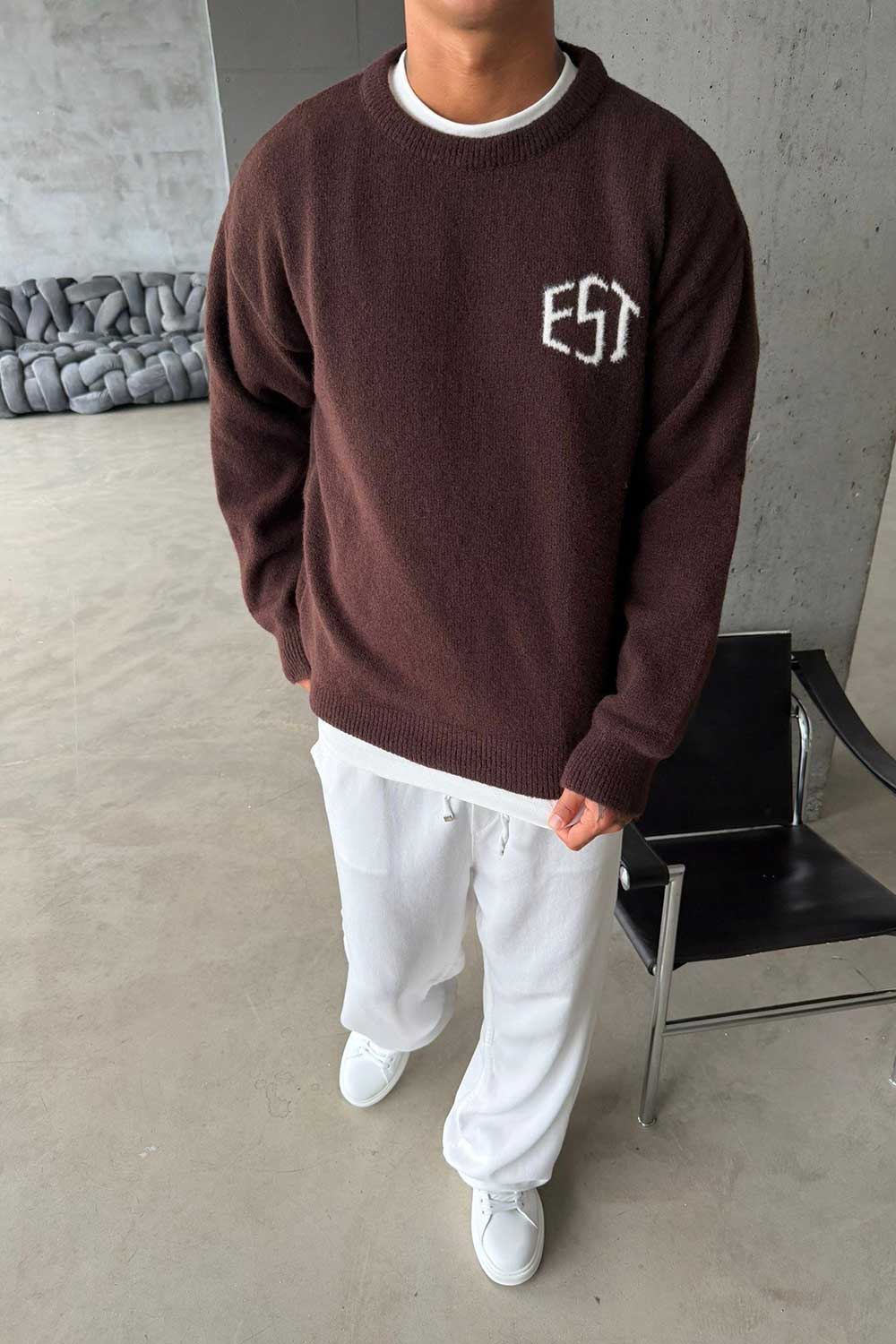 Ανδρικό Premium Πλεκτό EST  Cozy Soft - Καφέ