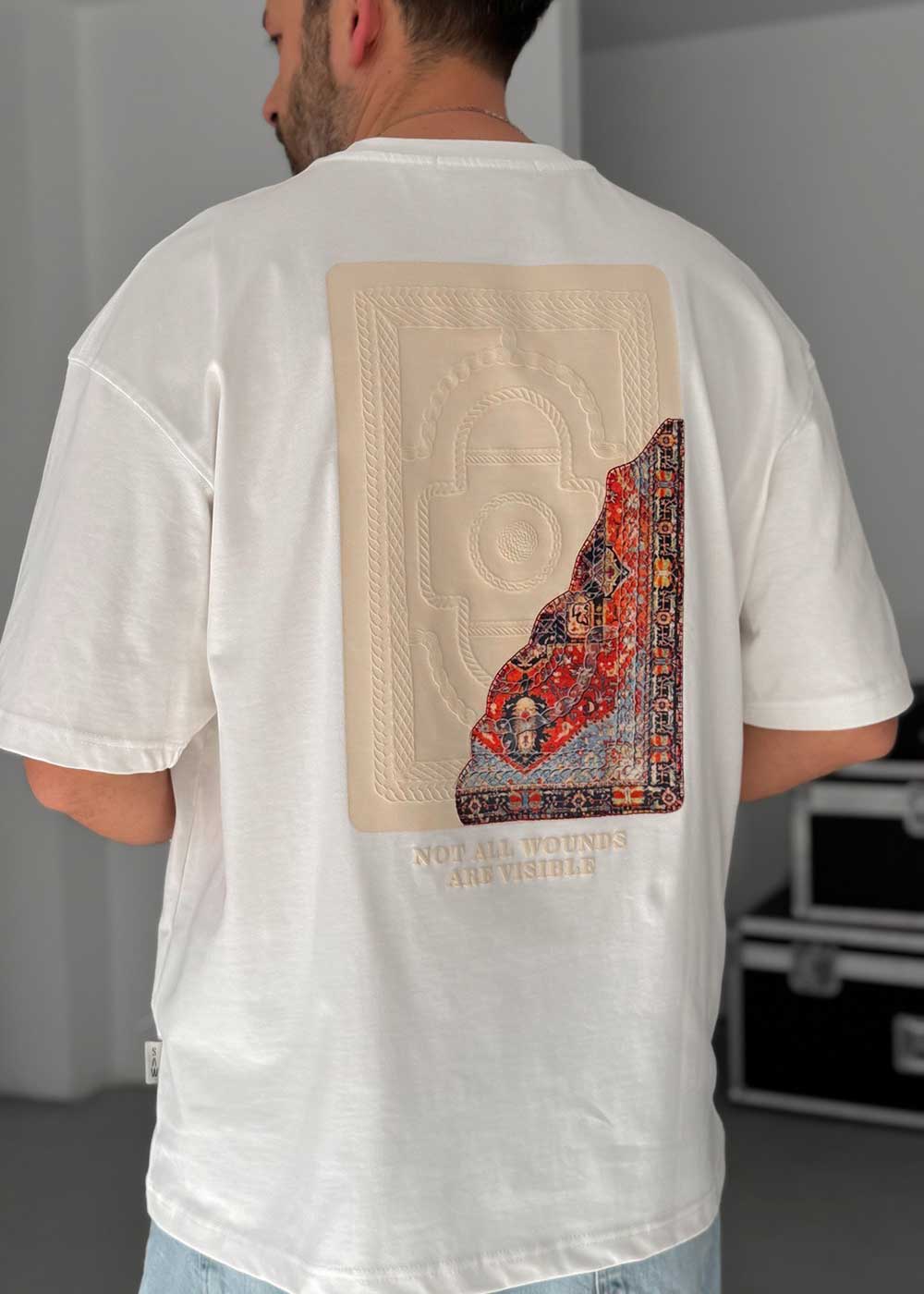 Oversized T-Shirt Hali Embossed – Λευκό