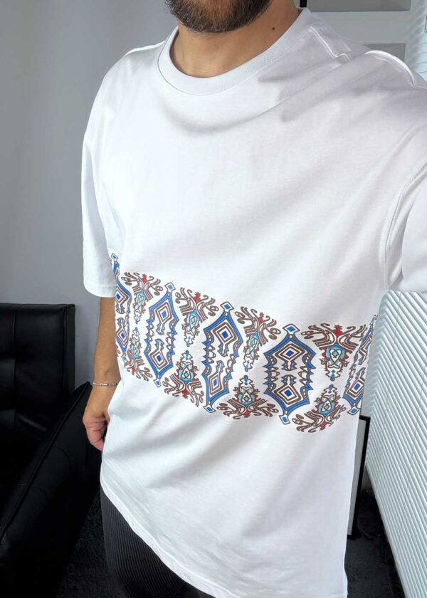Oversized T-Shirt Με Σχέδια – Λευκό – 3
