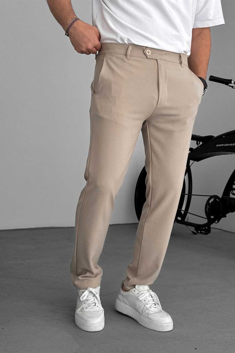 Urban Slim Fit Υφασμάτινο Παντελόνι- Μπεζ