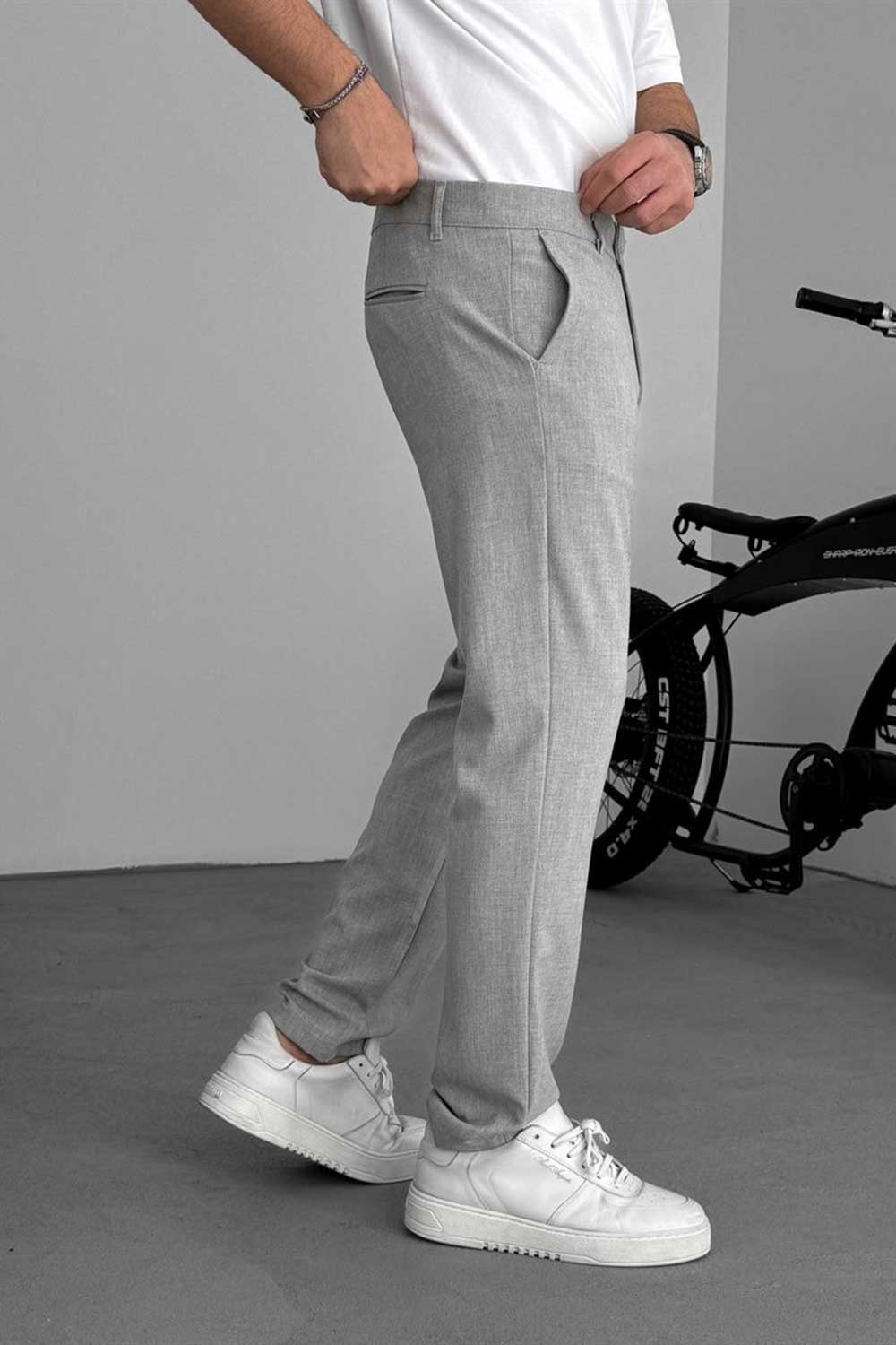 Urban Slim Fit Υφασμάτινο Παντελόνι- Γκρι