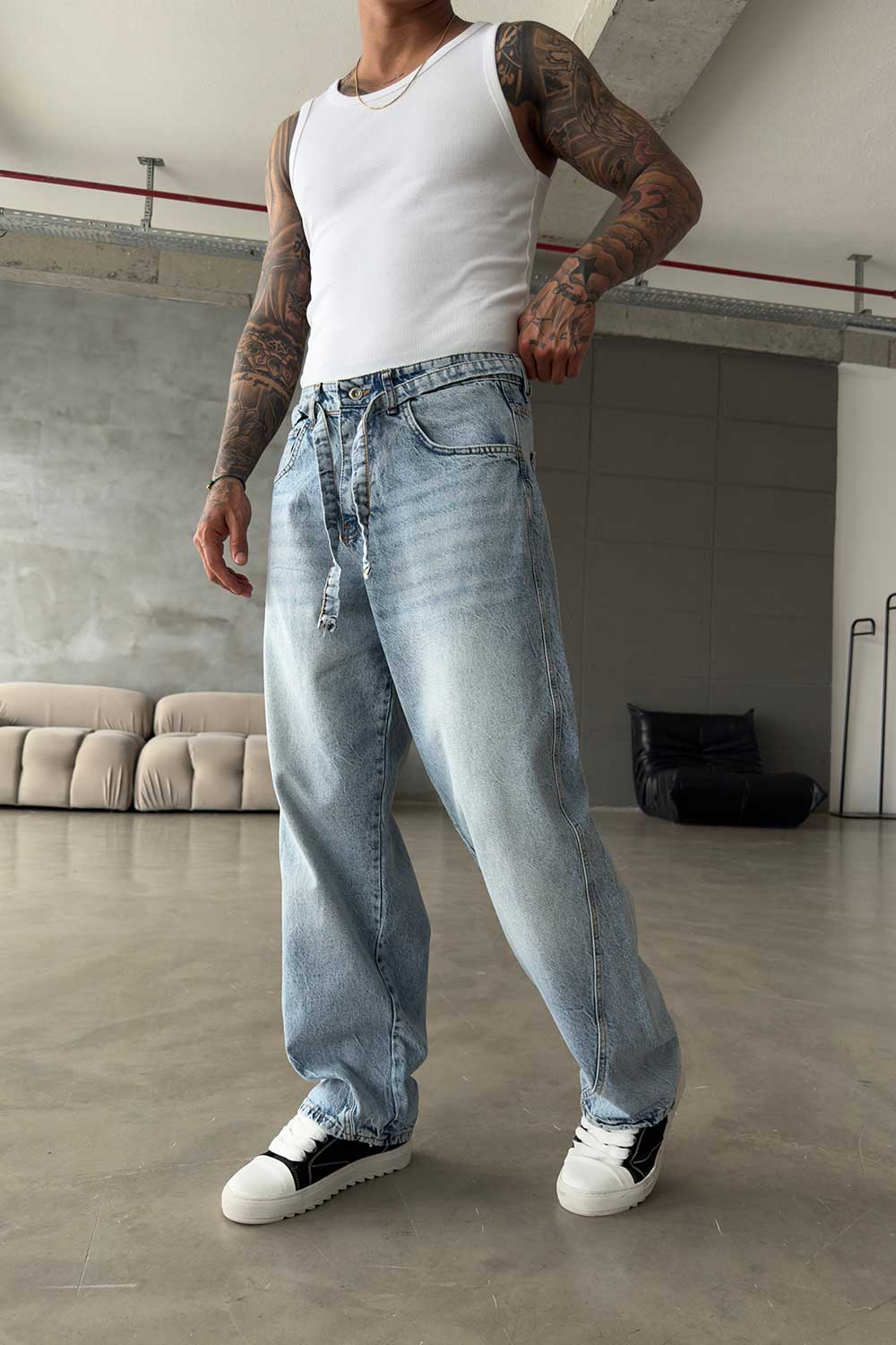 Παντελόνι Denim Urban Relax Baggy Studio – Ανοιχτό Μπλε