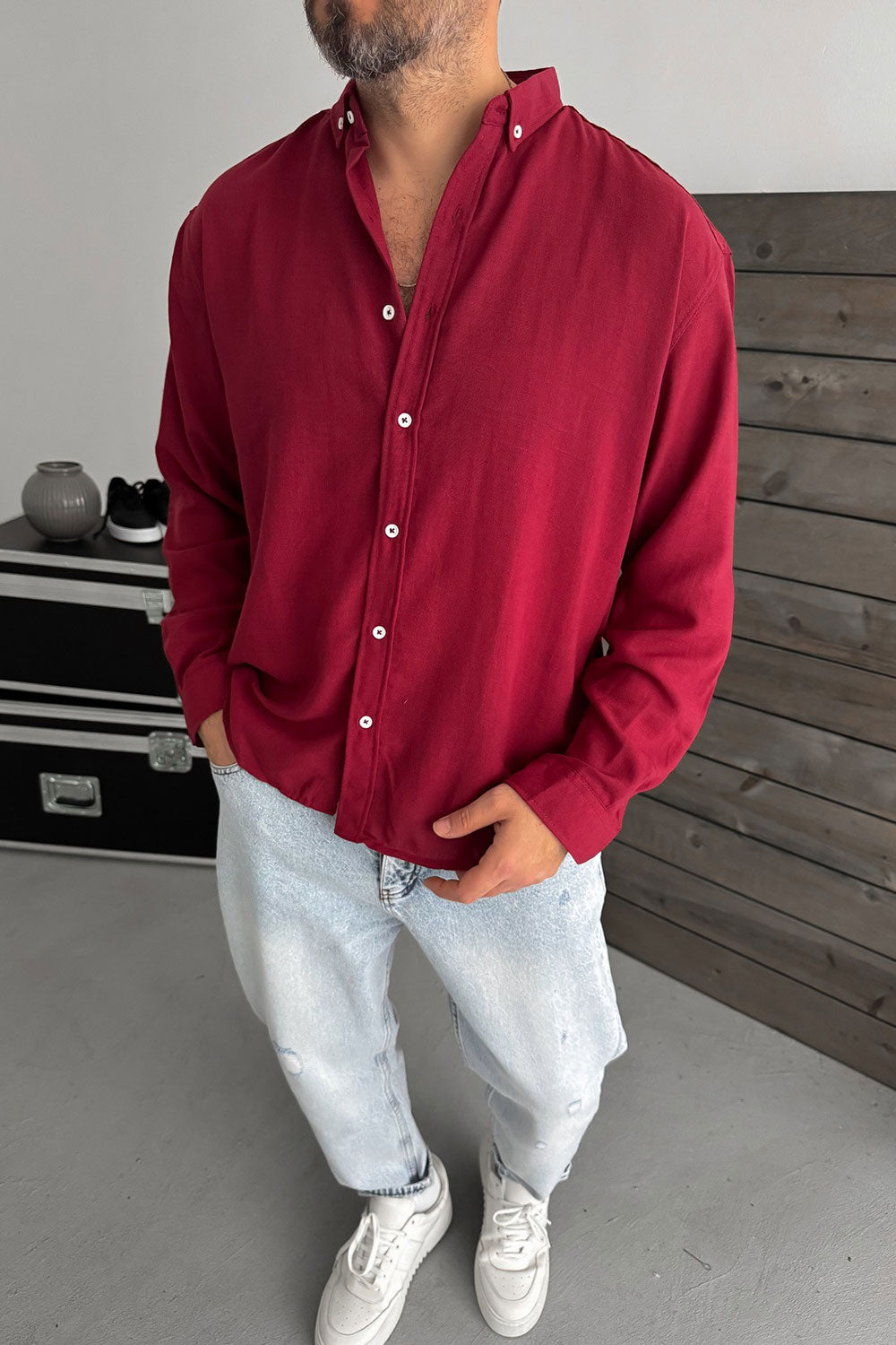 Πουκάμισο Relax- Μπορντό