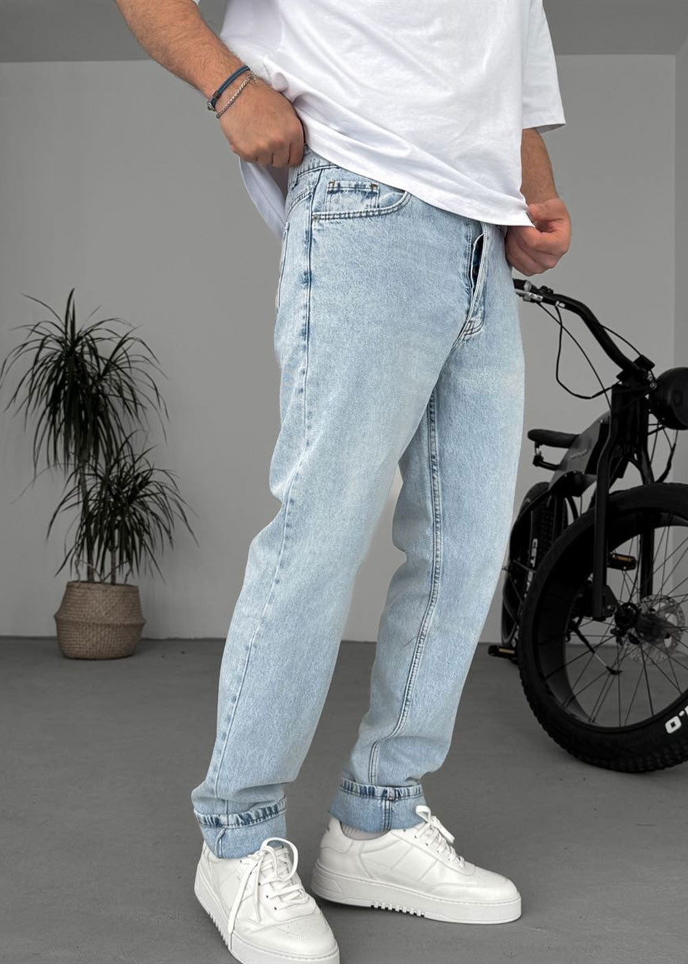 Regular Fit Τζιν  Με Ελαστικότητα Άσπρες Ραφές  - Γαλάζιο Του Πάγου – 5