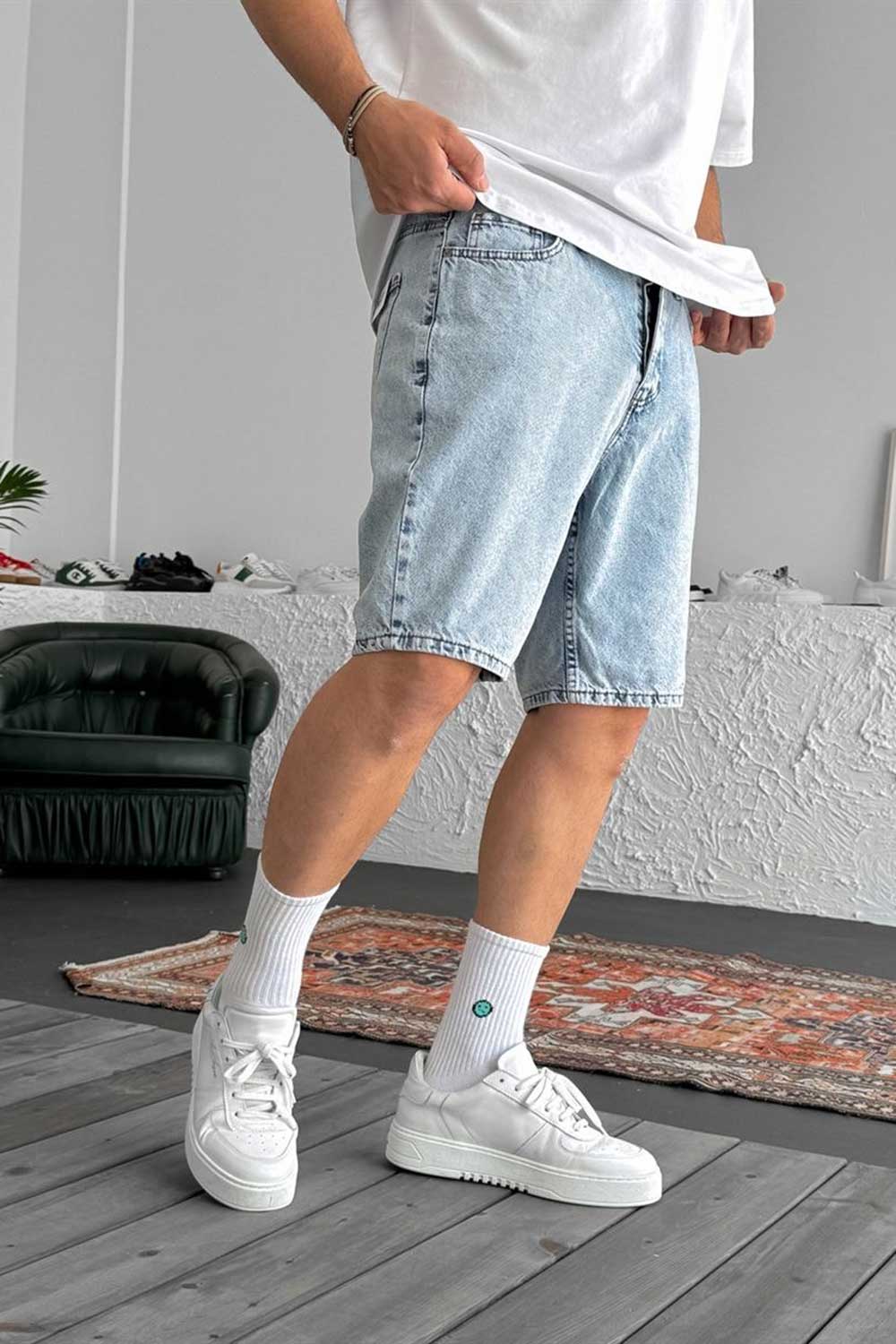 Βερμούδα Denim Relaxed Studio – Γαλάζιο Του Πάγου