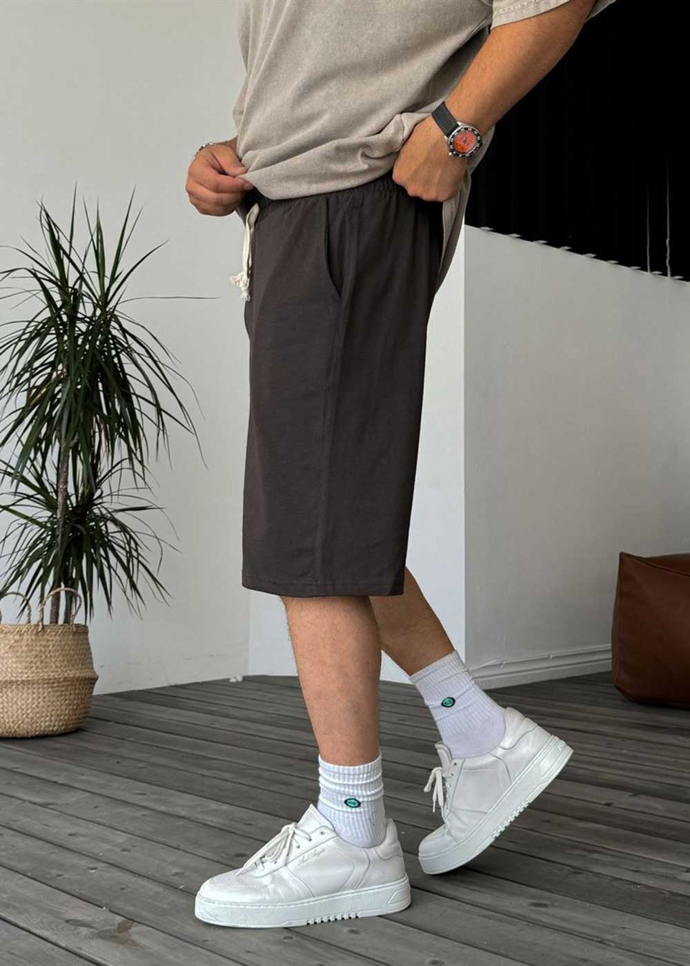 Σορτς Thin Weave Soft-Touch Basic - Ποντικί – 2