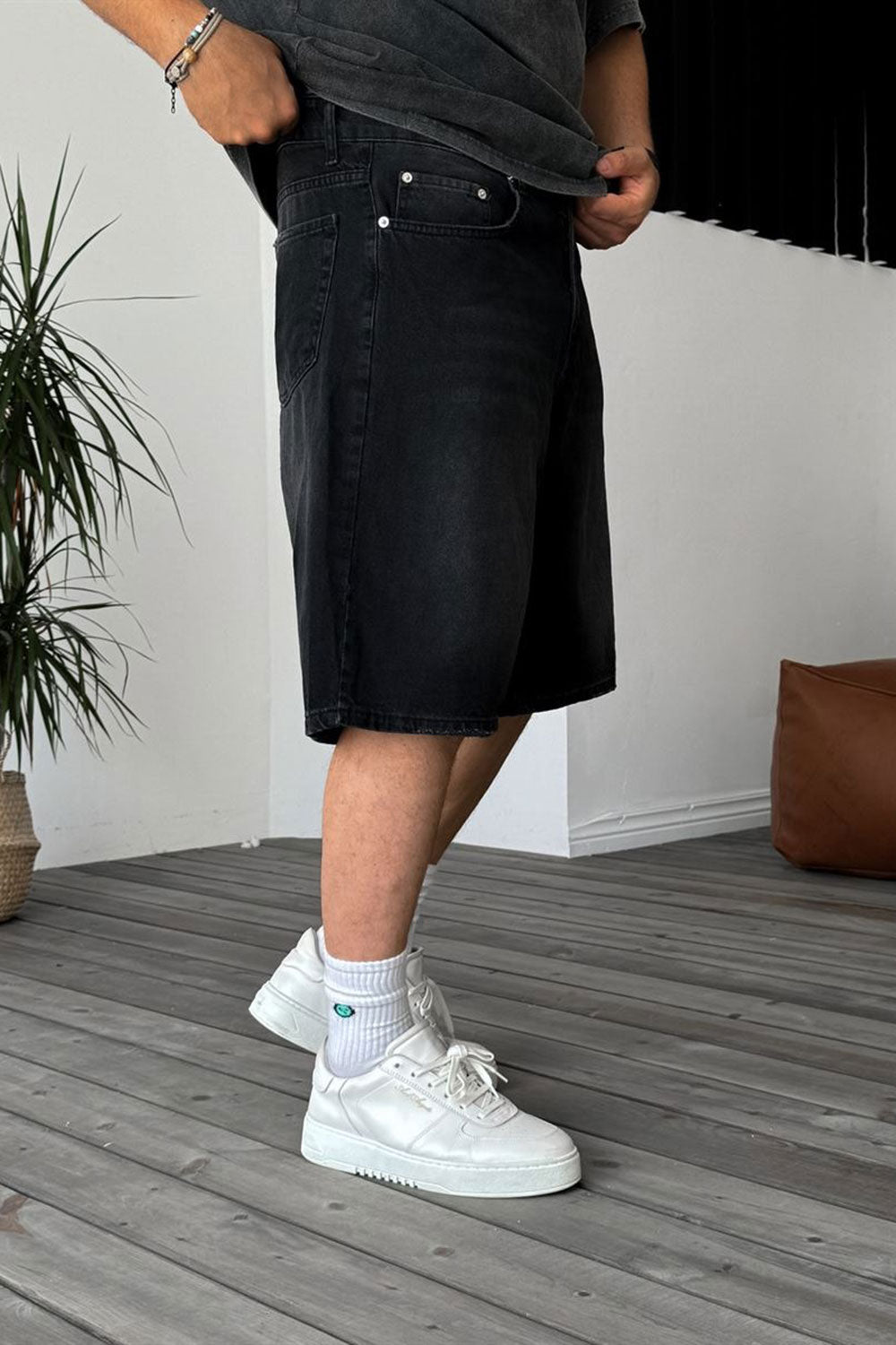 Βερμούδα Denim Urban Baggy Studio – Washed Μαύρο