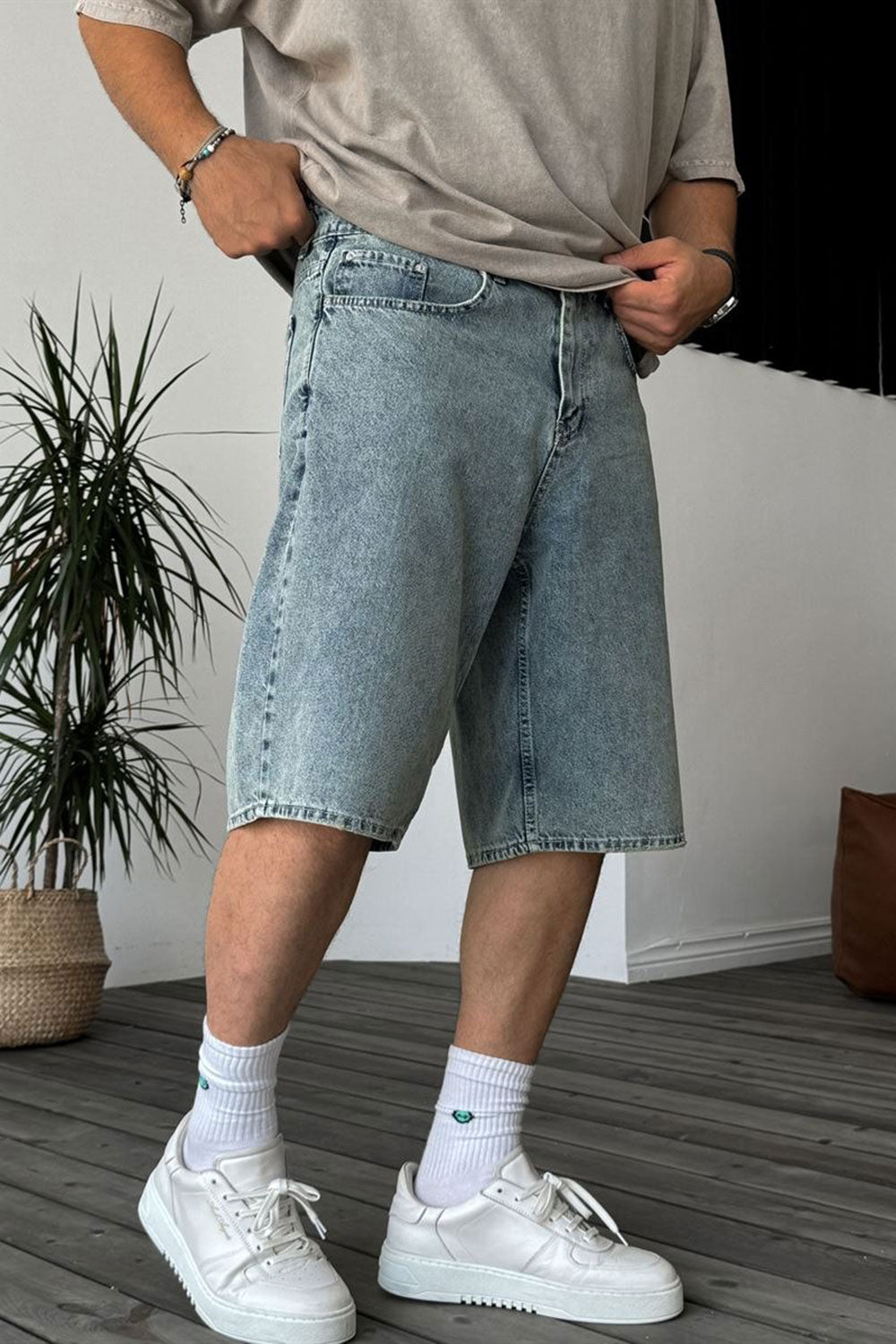 Βερμούδα Denim Urban Baggy Studio – Washed Μπλε