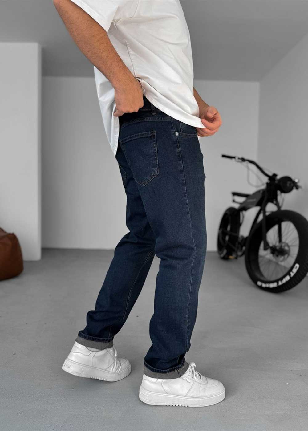 Relaxed Fit Jean Παντελόνι με Ελαστικότητα – Σκούρο Μπλε – 6