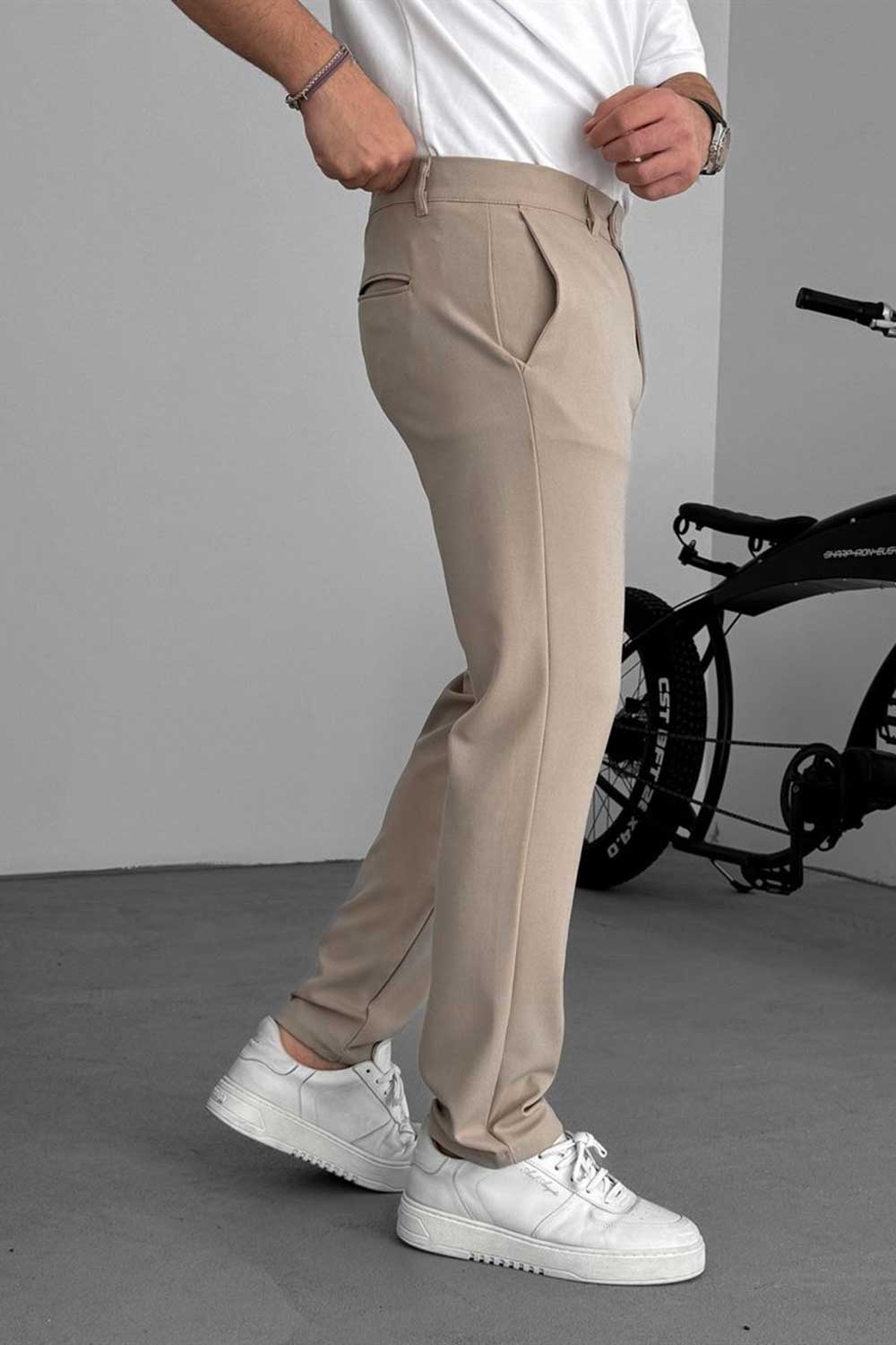 Urban Slim Fit Υφασμάτινο Παντελόνι- Μπεζ