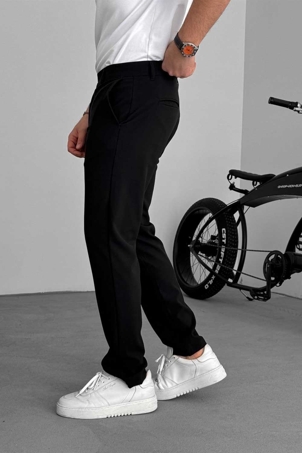Urban Slim Fit Υφασμάτινο Παντελόνι- Μαύρο