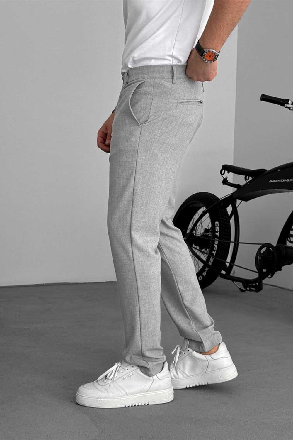 Urban Slim Fit Υφασμάτινο Παντελόνι- Γκρι