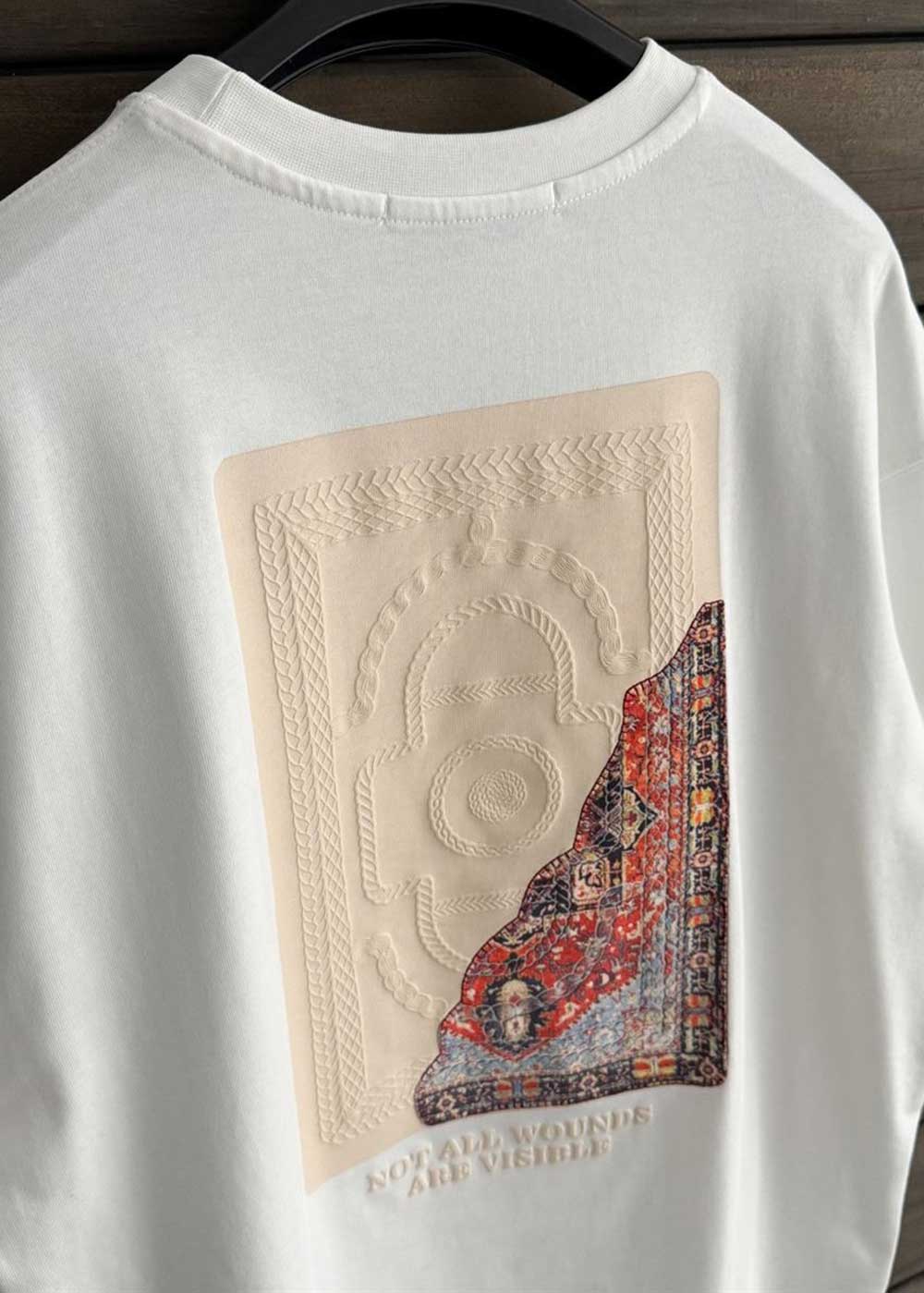 Oversized T-Shirt Hali Embossed – Λευκό – 3