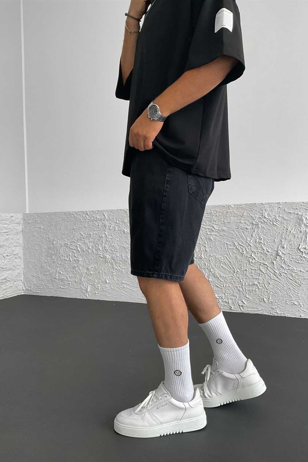 Βερμούδα Denim Relaxed Studio – Ξεβαμμένο Μαύρο