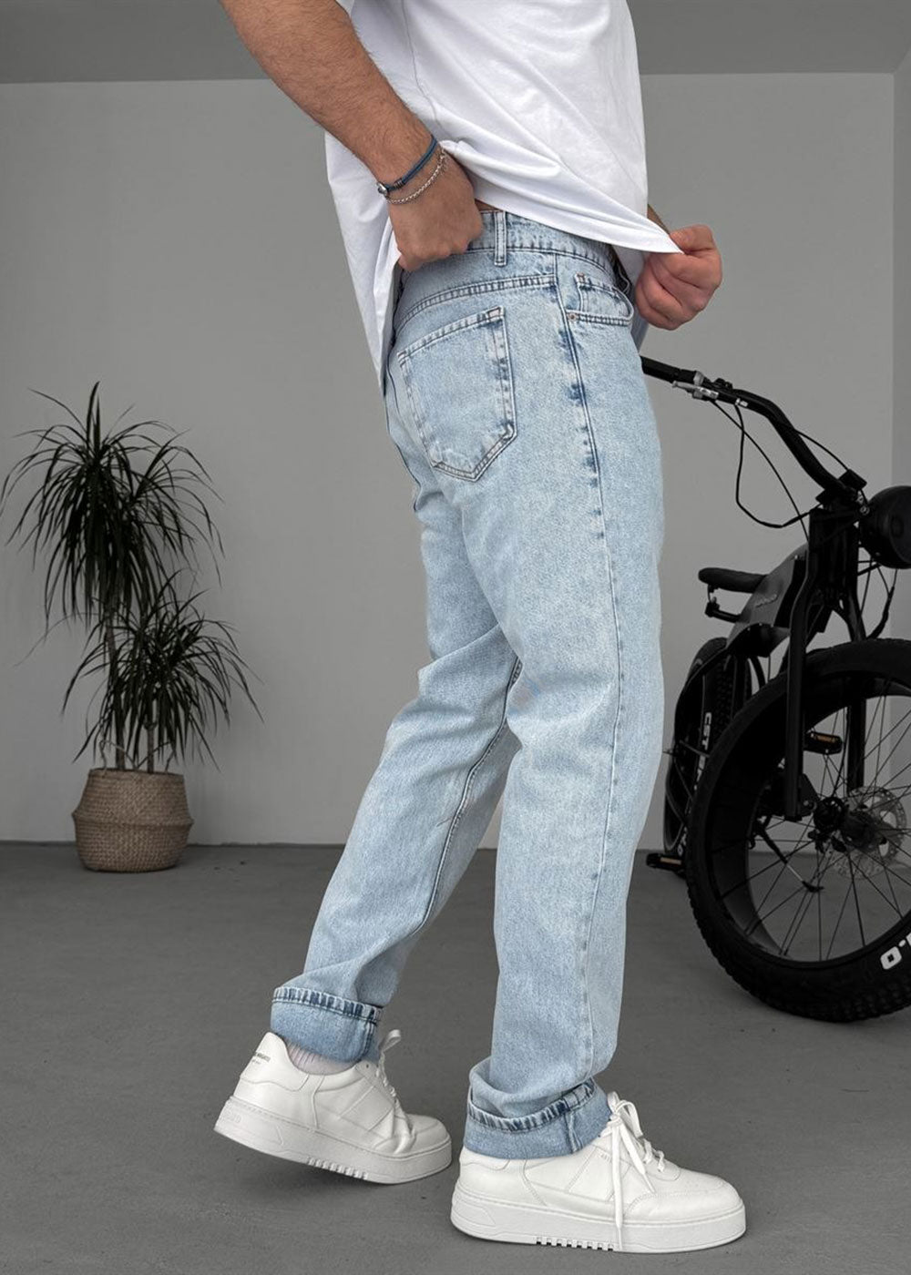 Regular Fit Τζιν  Με Ελαστικότητα Άσπρες Ραφές  - Γαλάζιο Του Πάγου – 4