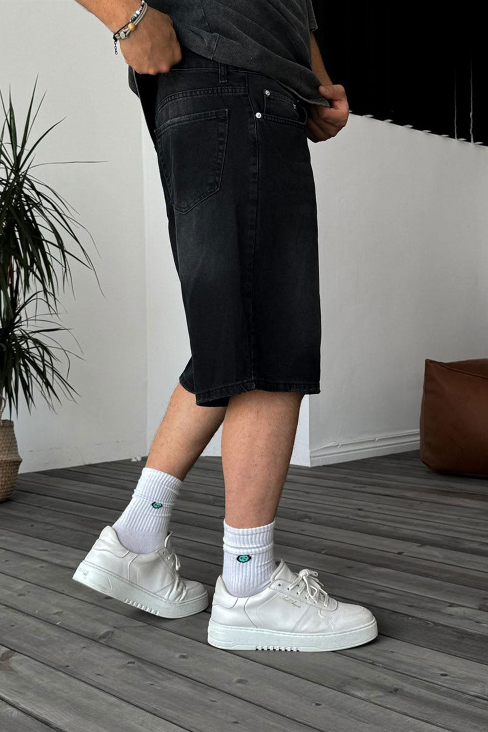 Βερμούδα Denim Urban Baggy Studio – Washed Μαύρο