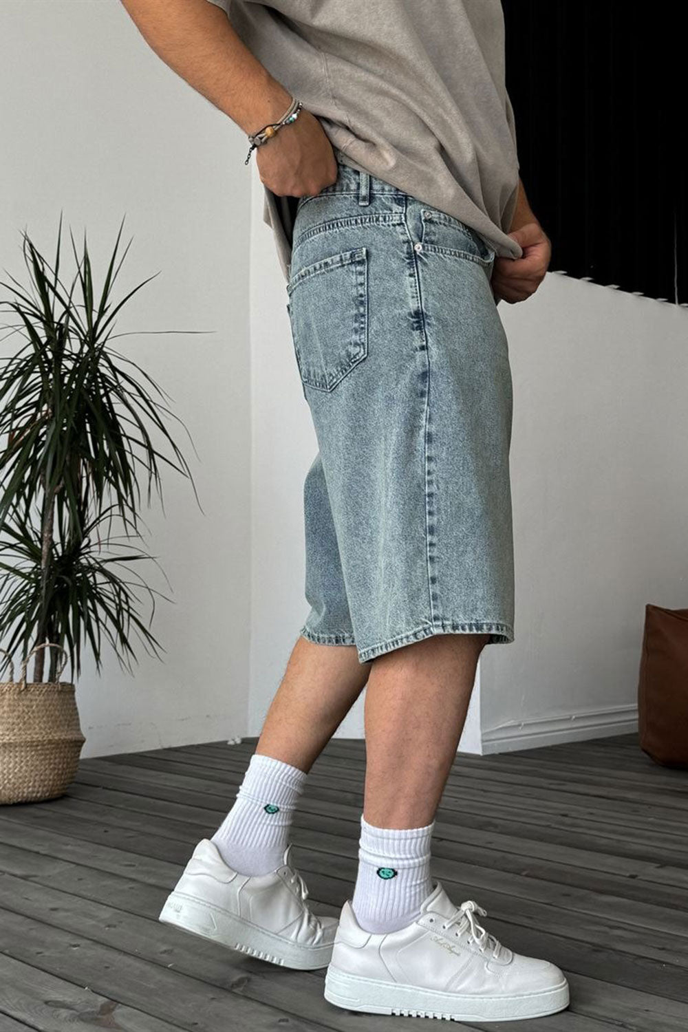 Βερμούδα Denim Urban Baggy Studio – Washed Μπλε