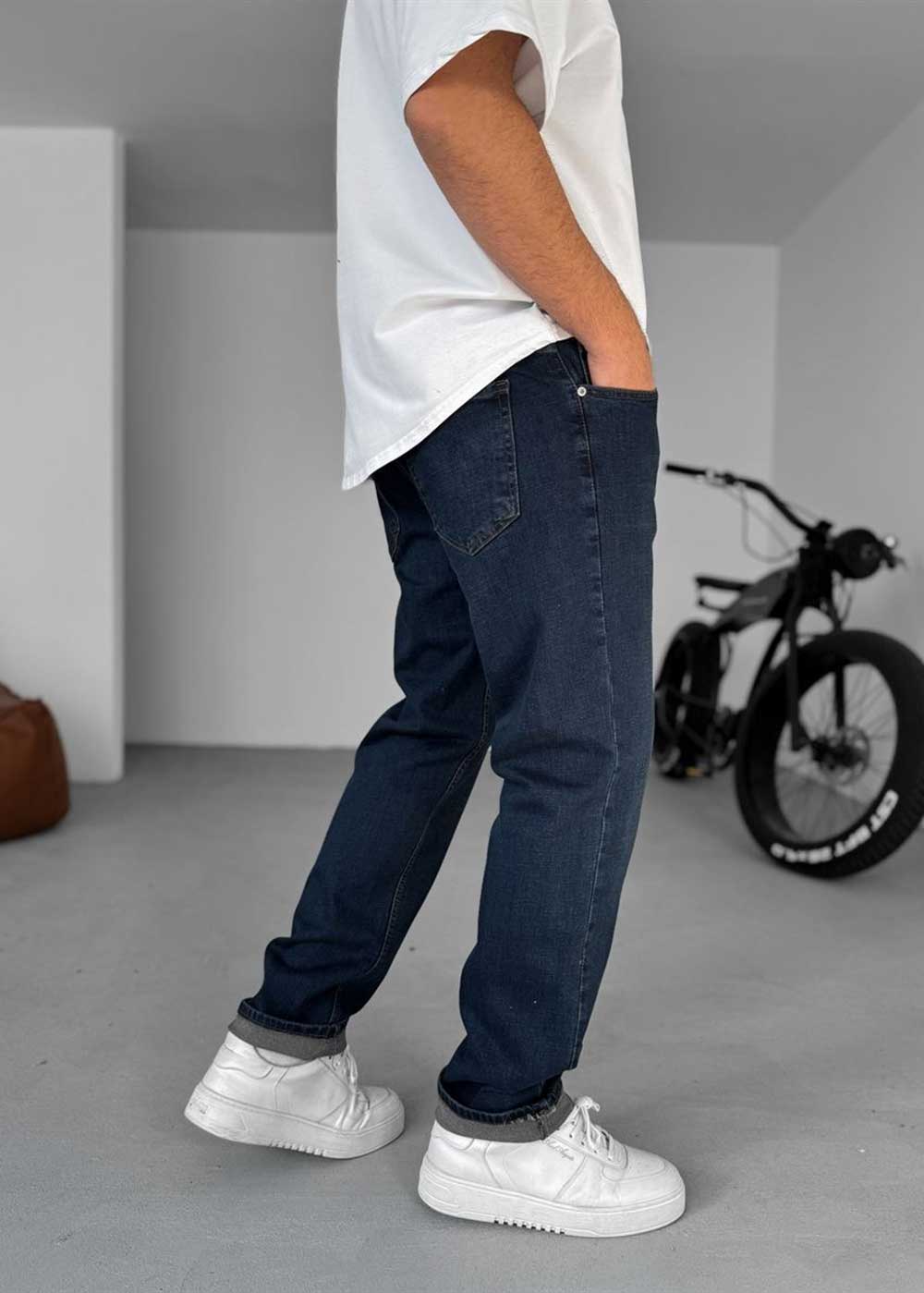 Relaxed Fit Jean Παντελόνι με Ελαστικότητα – Σκούρο Μπλε – 5