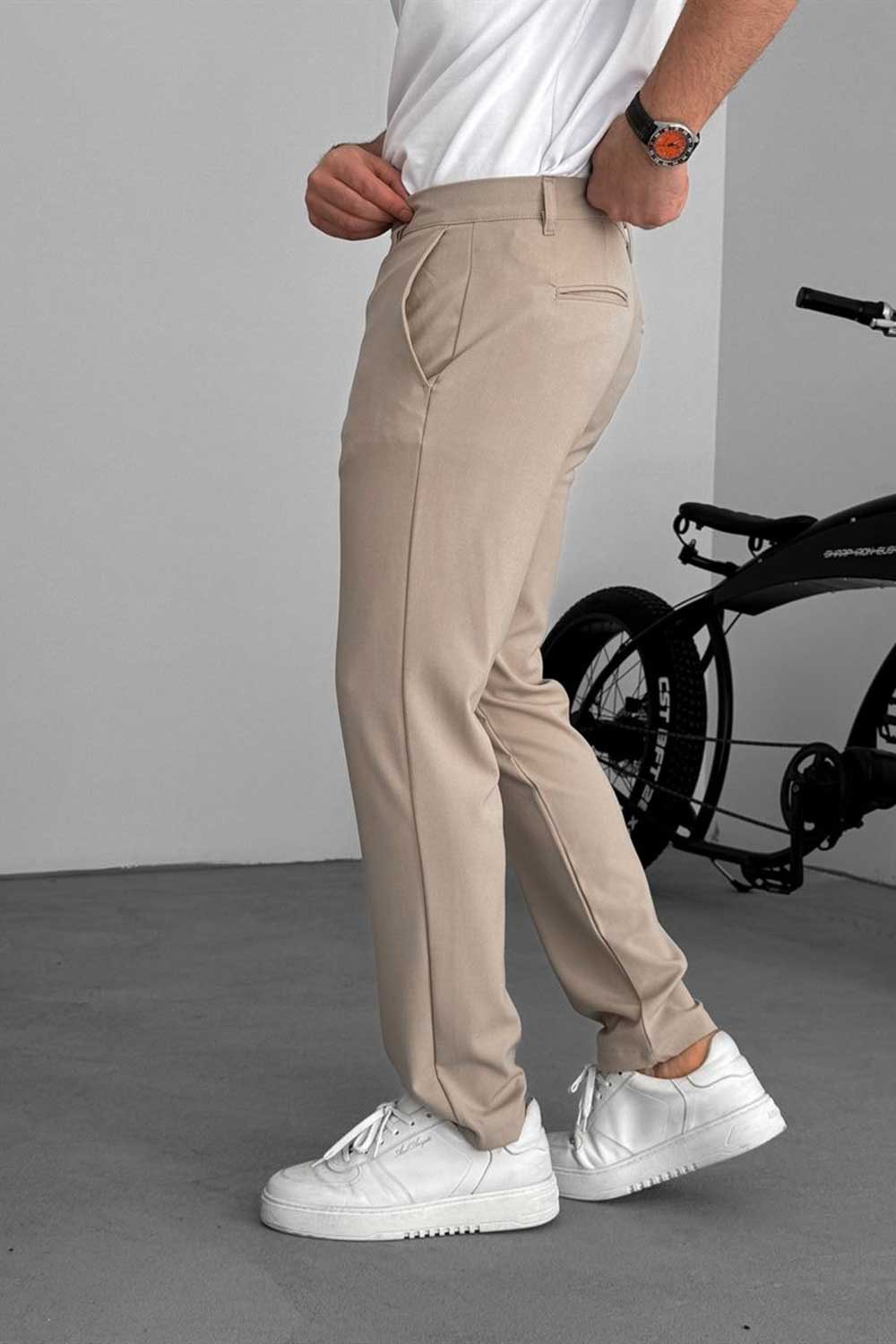 Urban Slim Fit Υφασμάτινο Παντελόνι- Μπεζ