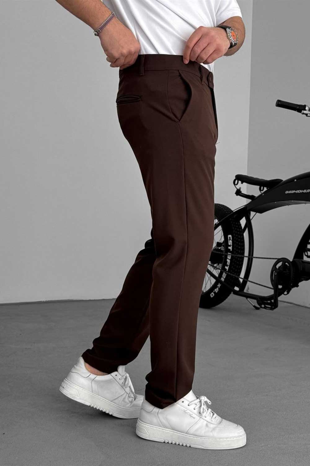 Urban Slim Fit Υφασμάτινο Παντελόνι- Καφέ