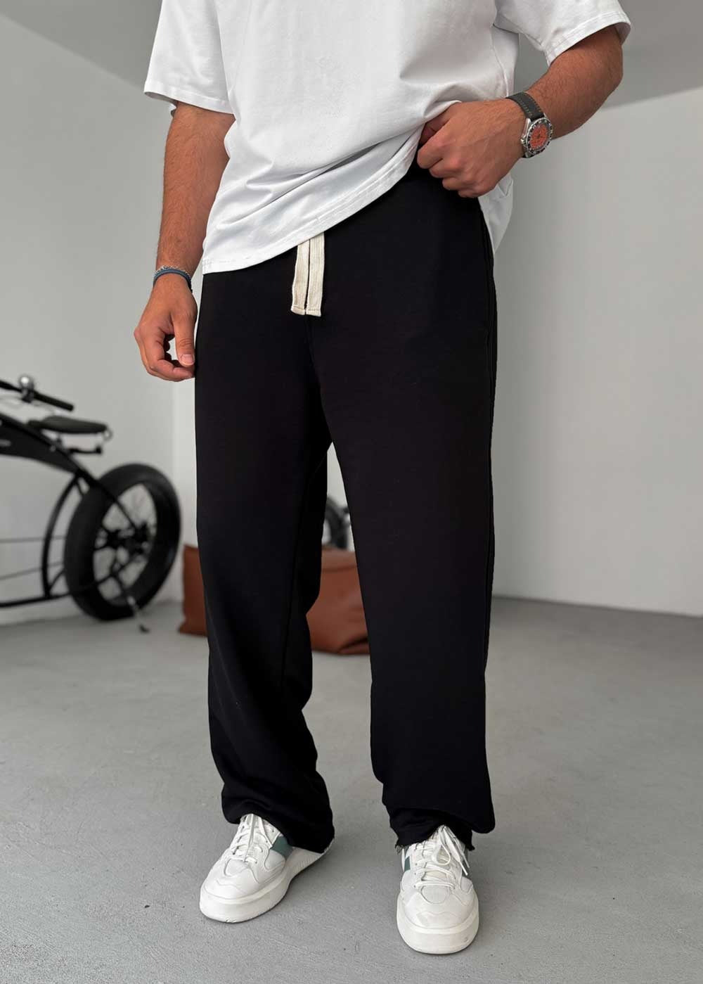 Jogger Φόρμα Τριών Κλωστών Ίσιας Γραμμής – Σκούρο Μπλε – 5