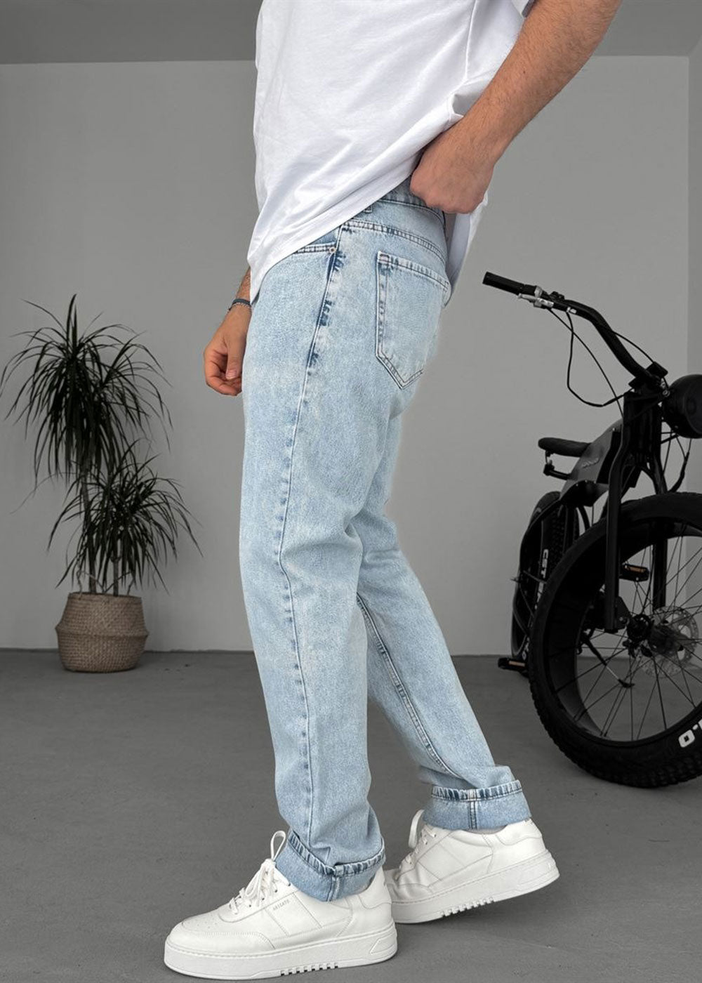 Regular Fit Τζιν  Με Ελαστικότητα Άσπρες Ραφές  - Γαλάζιο Του Πάγου – 3