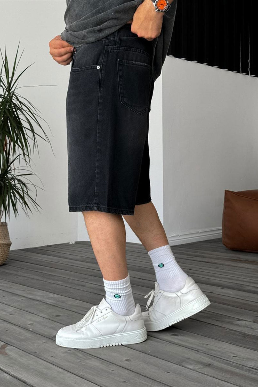 Βερμούδα Denim Urban Baggy Studio – Washed Μαύρο
