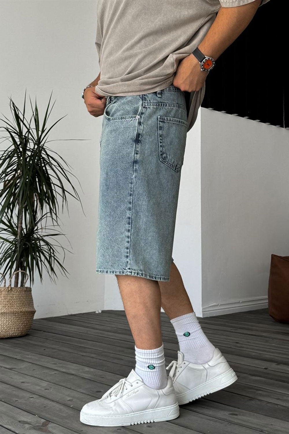 Βερμούδα Denim Urban Baggy Studio – Washed Μπλε