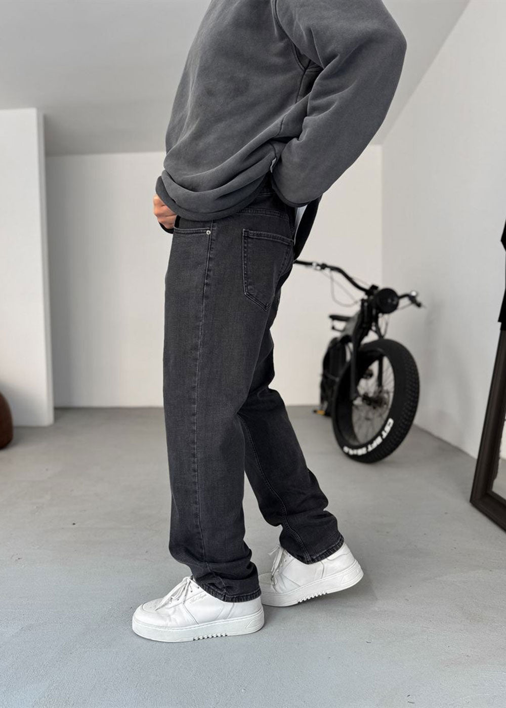 Regular Fit Τζιν  Με Ελαστικότητα - Γκρι Ανθρακί