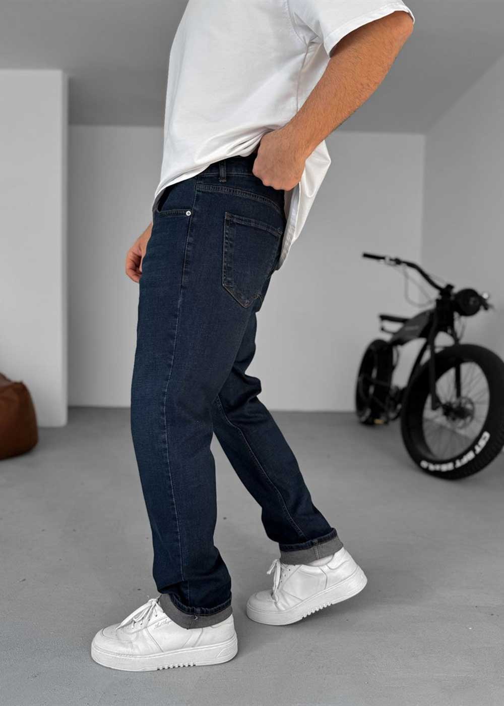 Relaxed Fit Jean Παντελόνι με Ελαστικότητα – Σκούρο Μπλε – 4