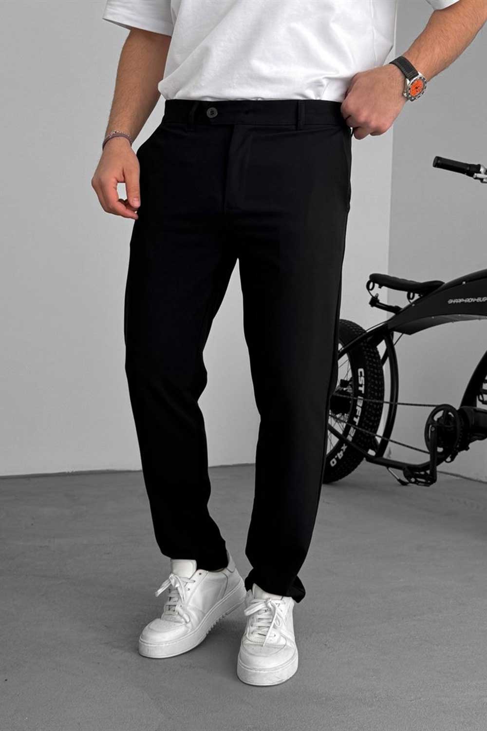 Urban Slim Fit Υφασμάτινο Παντελόνι- Μαύρο
