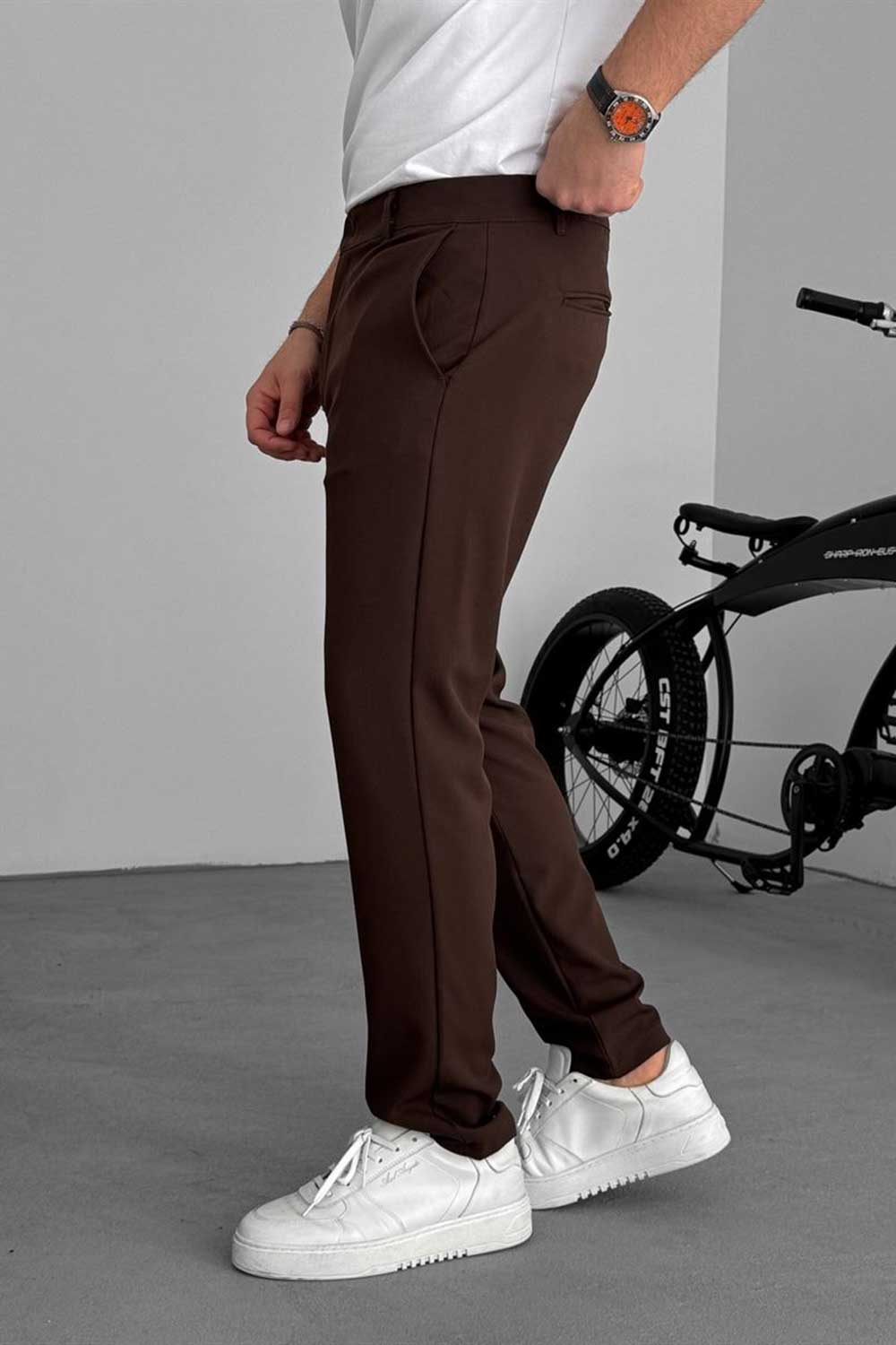 Urban Slim Fit Υφασμάτινο Παντελόνι- Καφέ
