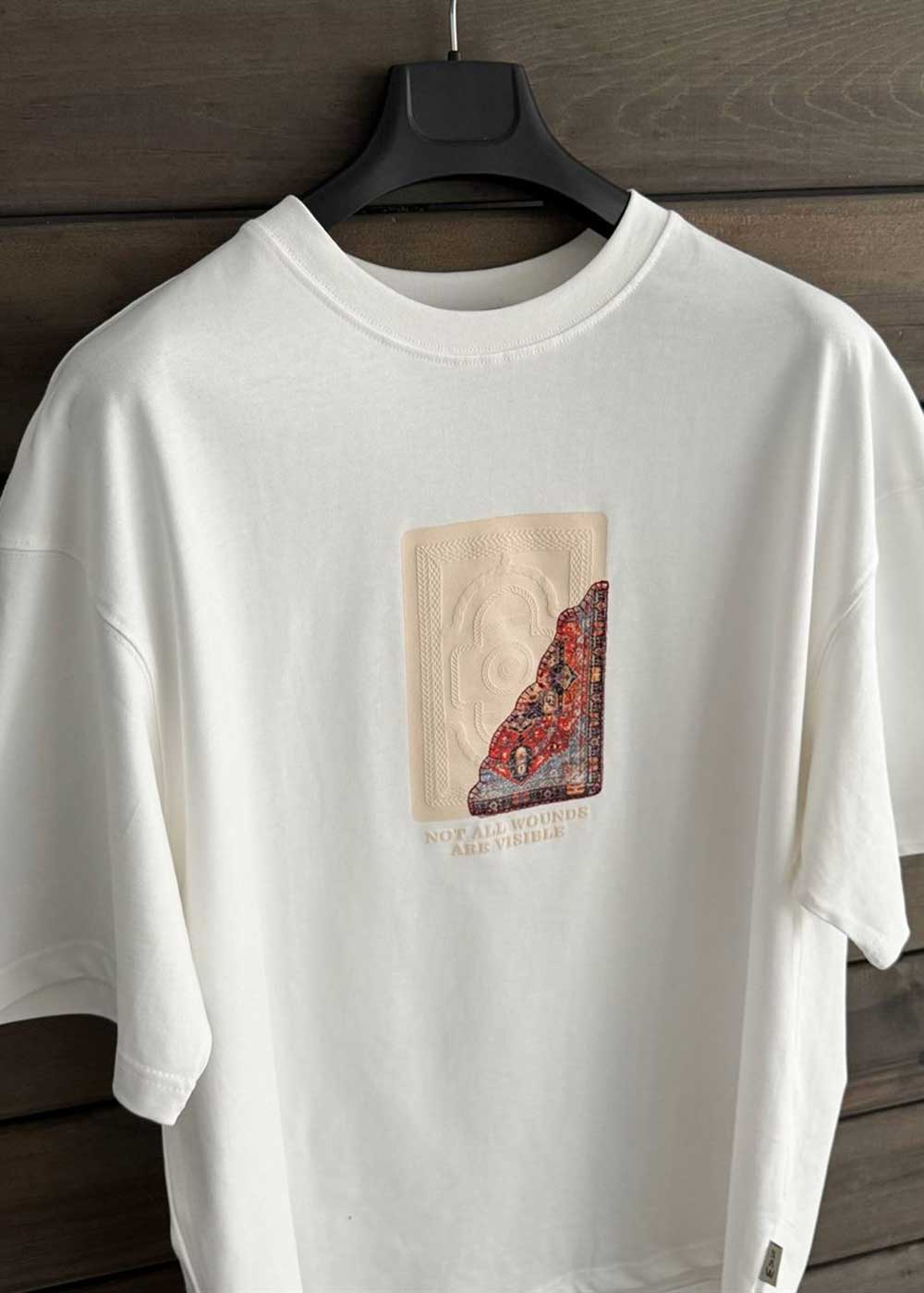 Oversized T-Shirt Hali Embossed – Λευκό – 5