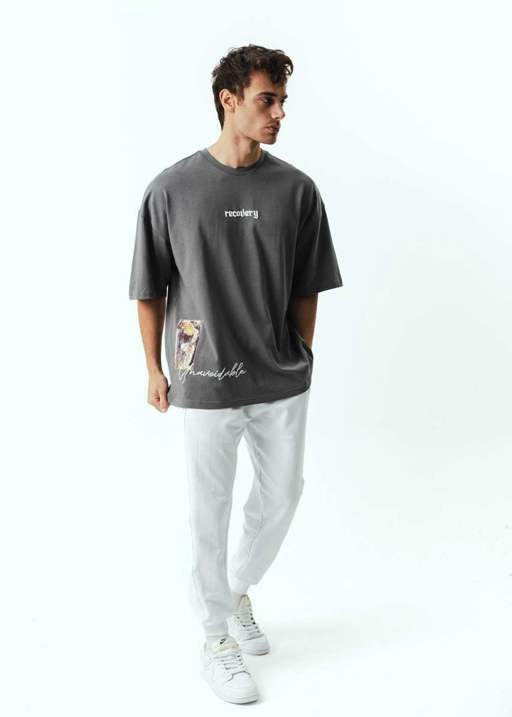 Oversized T-Shirt Recovery Με Κέντημα – Γκρι – 2
