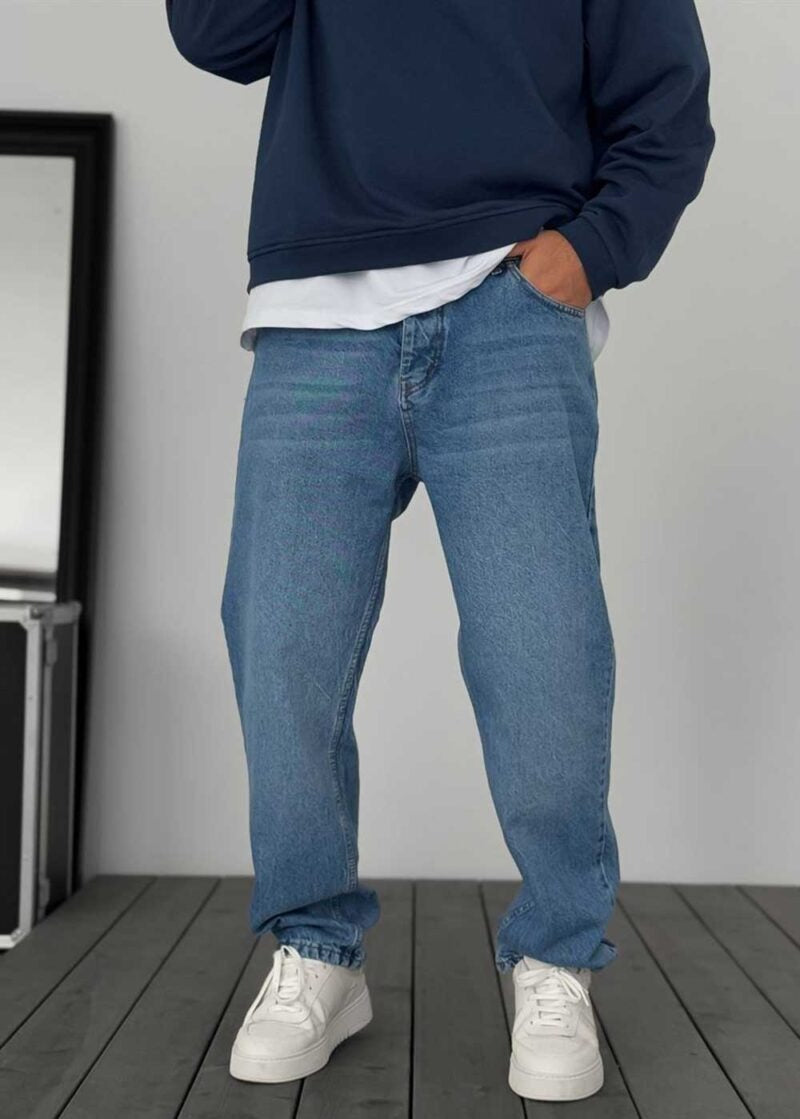 Baggy Παντελόνι Τζιν Με Stonewash – Μπλε