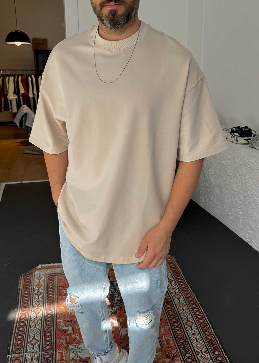 Basic Oversized T-Shirt – Μπεζ